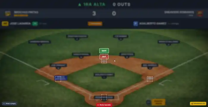 Corredor que toma una base extra por un error de fildeo, eligiendo entre safe y out al arrastrarlo a la base